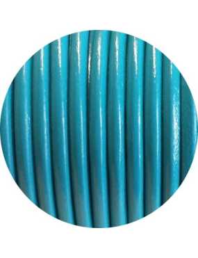 Lacet de cuir rond bleu turquoise Espagne-5mm