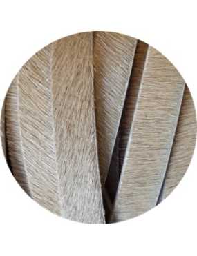 Lacet de peau avec poils couleur beige-10mm