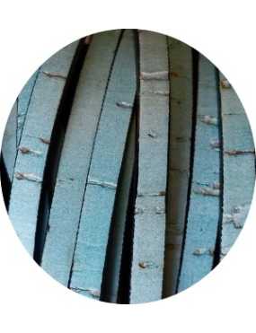 Lacet fantaisie plat 5mm liege bleu pastel-vente au cm