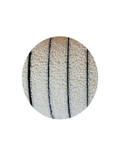 Lacet fantaisie plat 10mm effet caviar blanc-vente au cm
