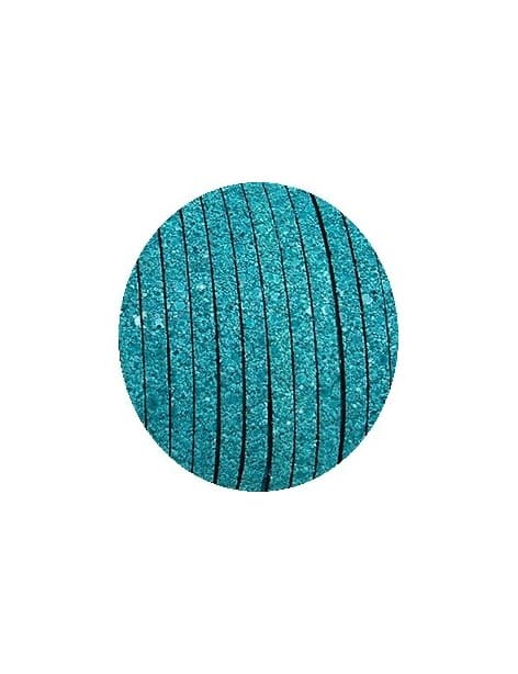 Lacet fantaisie plat 5mm quartz turquoise-vente au cm