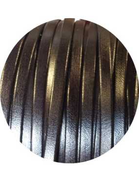 Cordon de cuir plat 6mm x 2mm de couleur noire-vente au cm