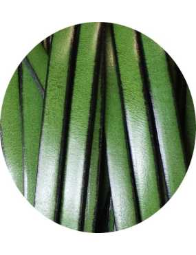 Cordon de cuir plat 5mm couleur vert-vente au cm