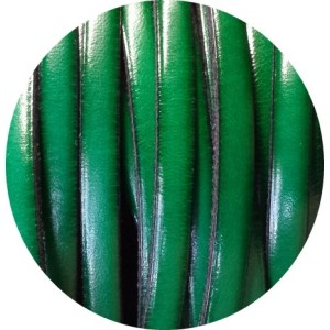 Cordon de cuir plat 5mm couleur vert soutenu-vente au cm