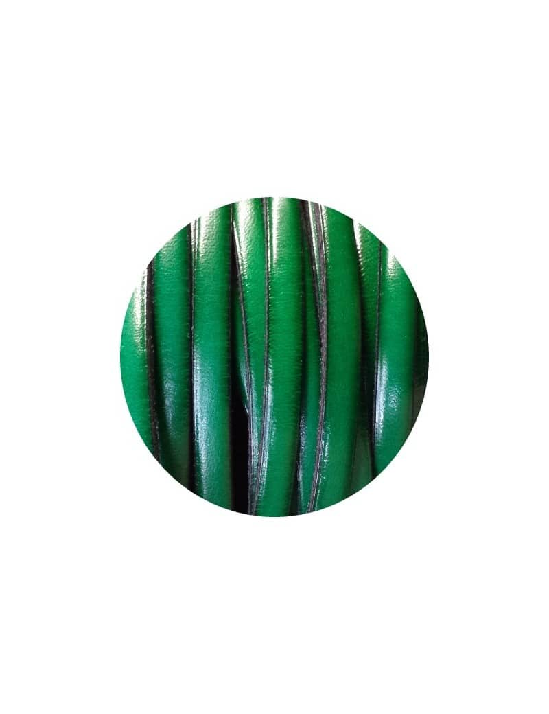 Cordon de cuir plat 5mm vert soutenu vendu au metre