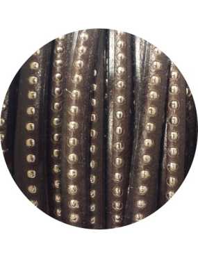 Cordon de cuir plat 6mm marron fonce a billes-vente au cm