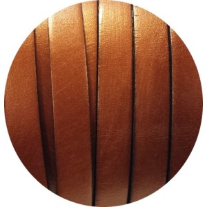Cordon de cuir plat 10mm x 2mm caramel metallise-vente au cm