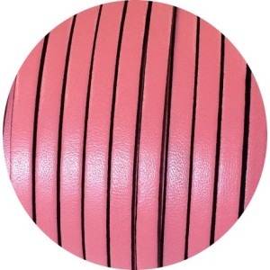 Cordon de cuir plat 5mm rose bebe vendu au metre