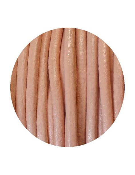Lacet de cuir rond saumon clair Espagne-5mm
