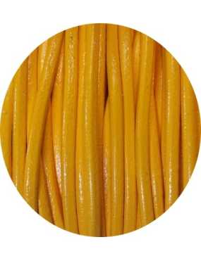 Cordon de cuir rond couleur jaune-3mm-Espagne
