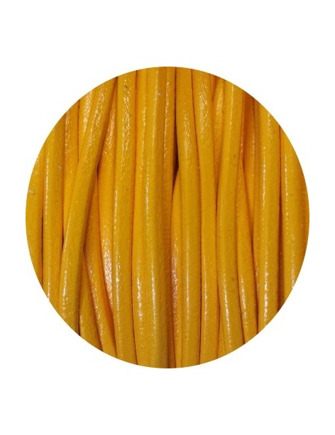 Cordon de cuir rond couleur jaune-3mm-Espagne