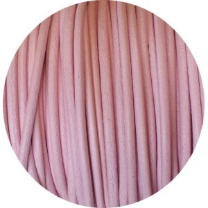 Cordon de cuir rond couleur rose bebe-3mm-Espagne