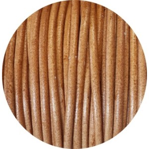 Cordon de cuir rond couleur camel-3mm-Espagne
