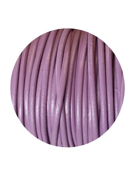 Cordon de cuir rond couleur lilas -3mm-Espagne