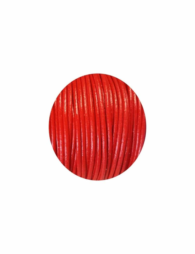 Cordon de cuir rond couleur corail-2mm-Espagne
