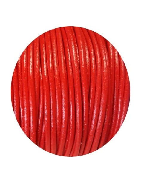 Cordon de cuir rond couleur corail-2mm-Espagne