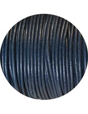 Cordon de cuir rond bleu nuit-2mm-Espagne