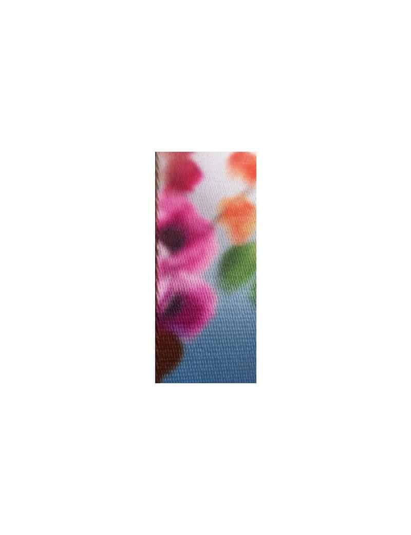 Sangle fantaisie plate 40mm imprimee fleurs floues-vente au cm