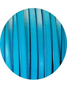 Cordon de cuir plat 6mm x 2mm bleu azur-vente au cm