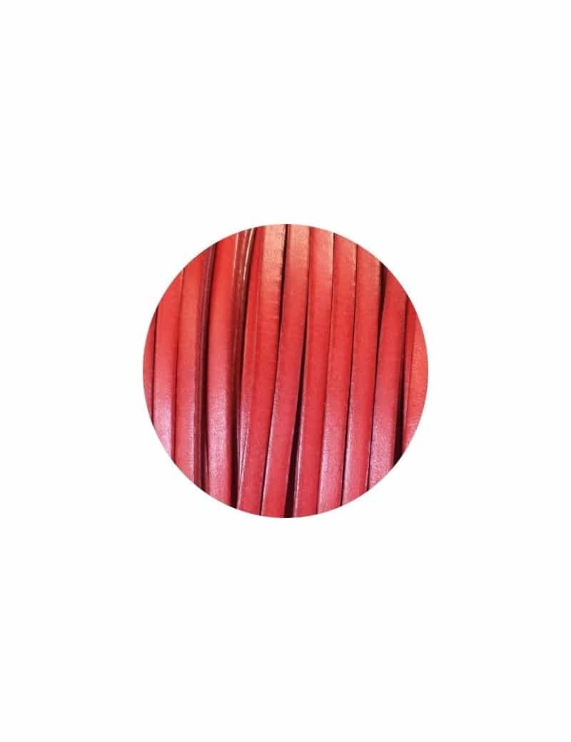 Cordon de cuir plat 6mm x 2mm rouge-vente au cm