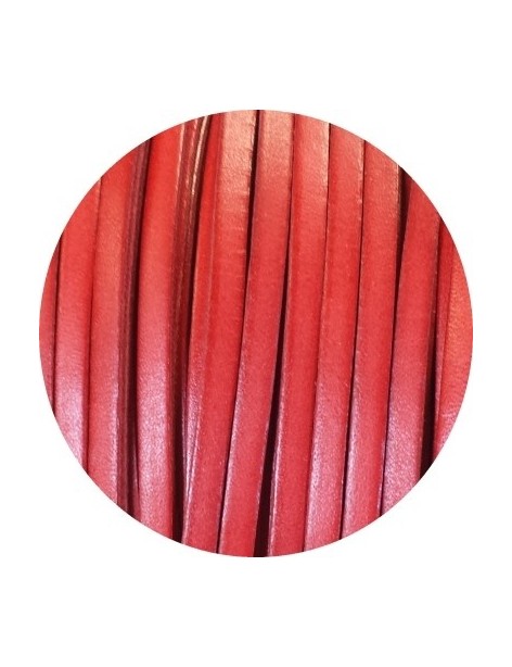 Cordon de cuir plat 6mm x 2mm rouge-vente au cm