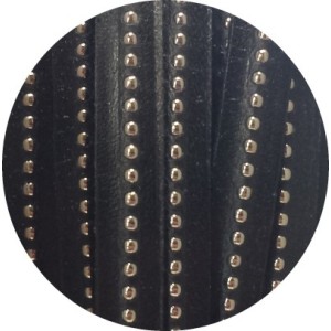 Cordon de cuir plat 10mm noir a billes-vente au cm