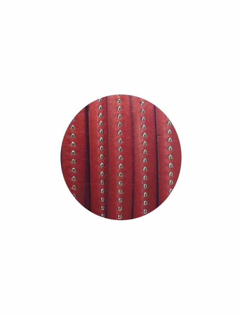 Cordon de cuir plat 10mm rouge a billes-vente au cm