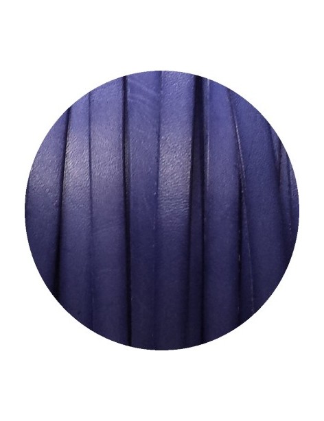 Cordon de cuir plat de 10mm bleu electrique vendu au metre