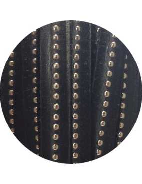 Cordon de cuir plat 10mm noir a billes vendu au metre