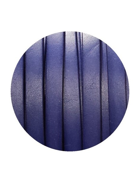 Cordon de cuir plat de 10mm bleu cobalt-vente au cm