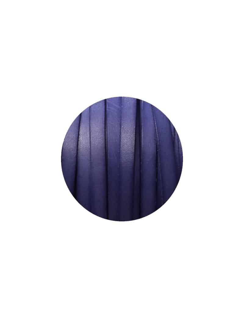 Cordon de cuir plat de 10mm bleu electrique-vente au cm