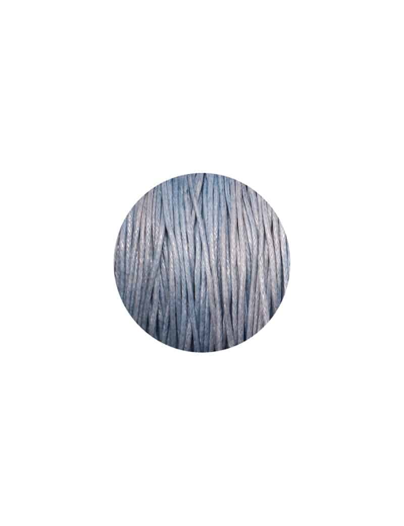 Cordon de coton cire bleu ciel-1mm