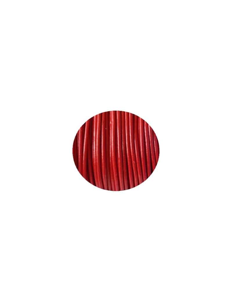 Cordon de cuir rond de couleur rouge-2mm