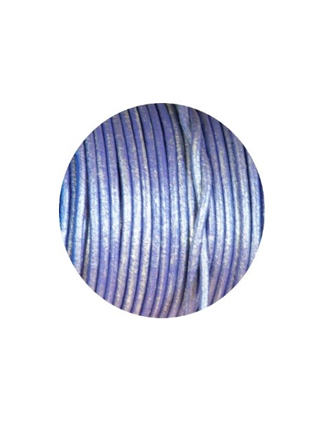 Cordon de cuir rond lilas metallique-2mm-Espagne