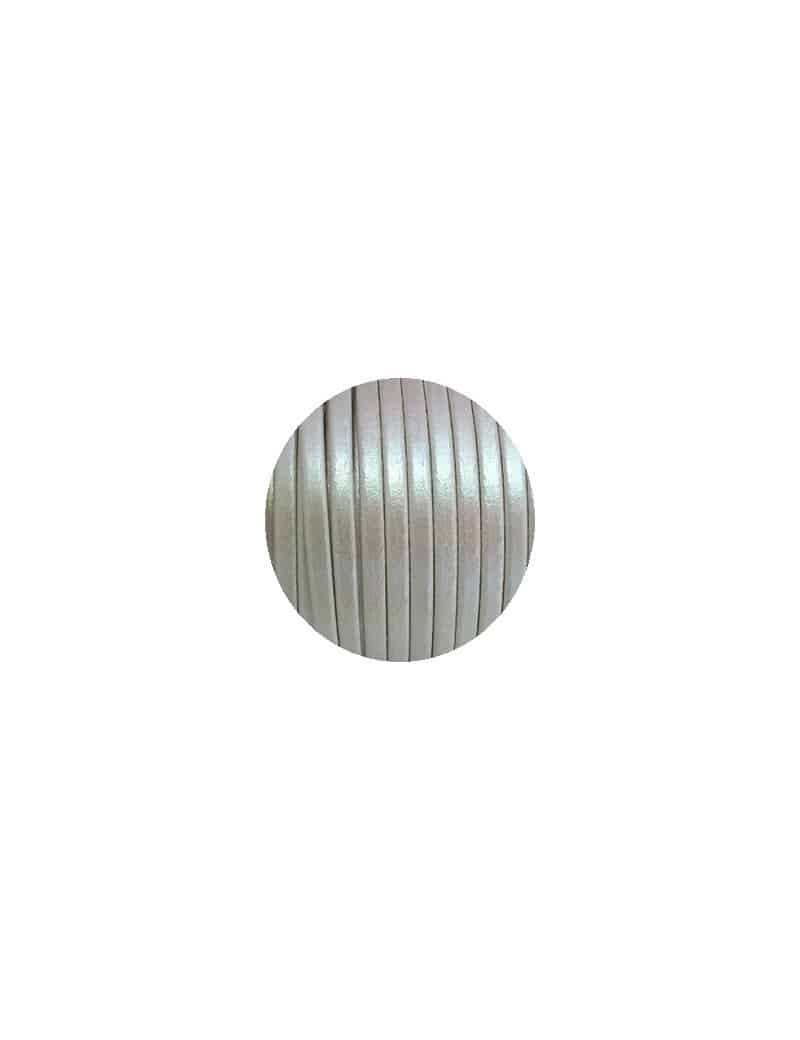 Cordon de cuir plat 5x2mm blanc nacre-vente au cm
