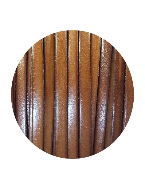 Cordon de cuir plat 5mm brun-vente au cm