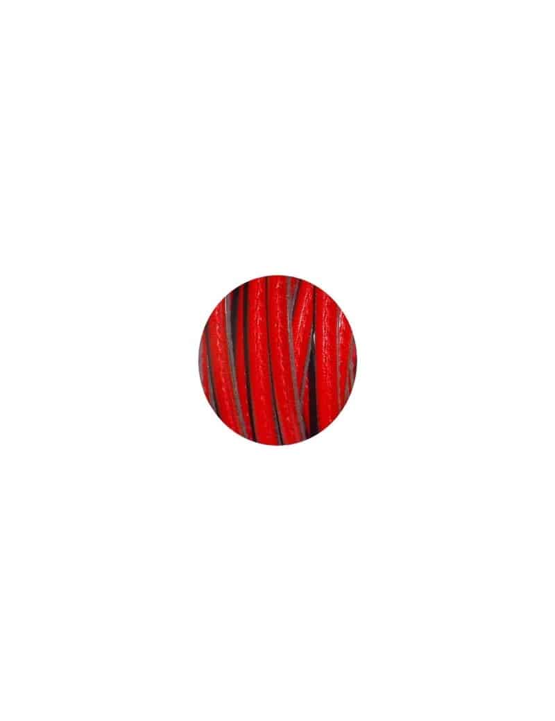 Cordon de cuir plat 5mm x 2mm rouge couture rouge-vente au cm