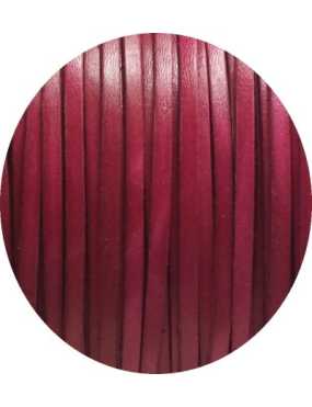 Cordon de cuir plat 5mm rouge violet-vente au cm