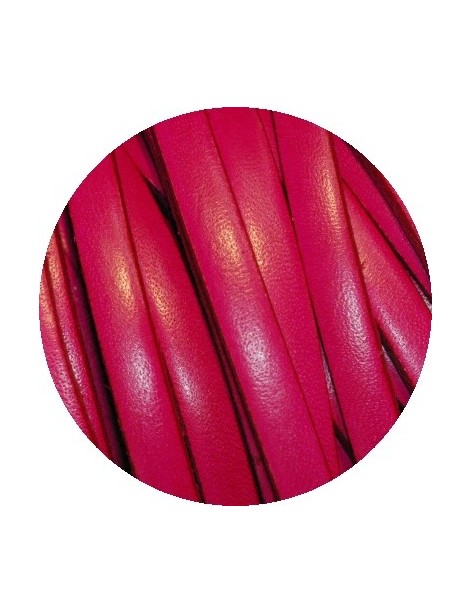 Cordon de cuir plat 5mm rose vif-vente au cm