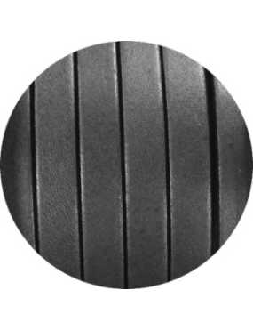 Cordon de cuir plat de 10mm argent fonce-vente au cm
