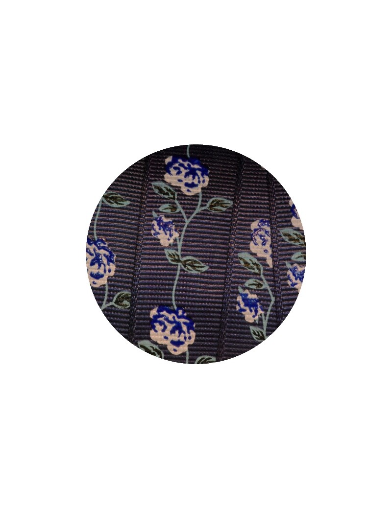 Galon fantaisie fleurs bleus foncés-20mm