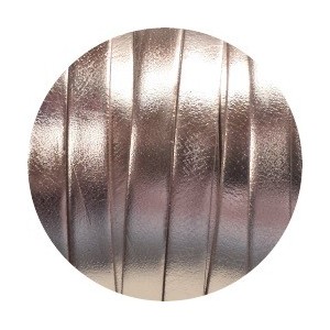 Cordon de cuir plat de 10mm argent brillant-vente au cm