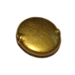 Perle lentille lisse en métal couleur bronze antique