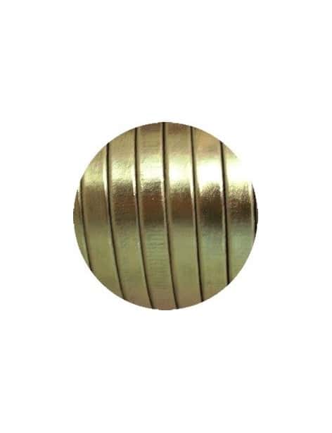 Cordon de cuir plat 10mm de couleur or métallique-vente au cm