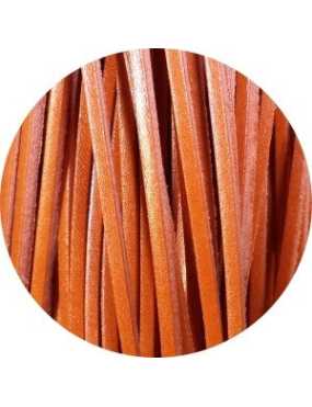 Lacet de cuir carré orange français de 3mm-vente au cm
