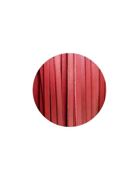 Cuir plat français de 5x3mm de couleur rouge-vente au cm