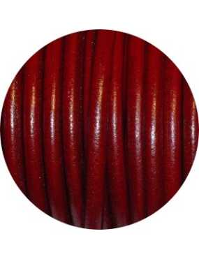 Cordon de cuir rond bordeaux-5mm-Espagne