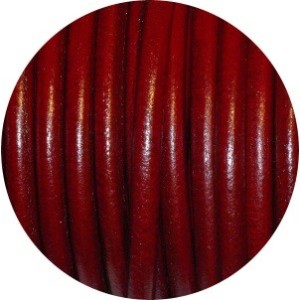Cordon de cuir rond bordeaux-5mm-Espagne