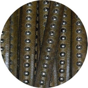 Cordon de cuir plat 6mm kaki a billes-vente au cm