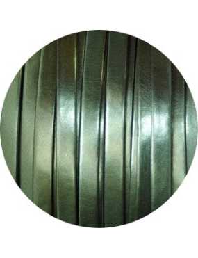 Lacet de cuir plat 5mm miroir vert militaire-vente au cm